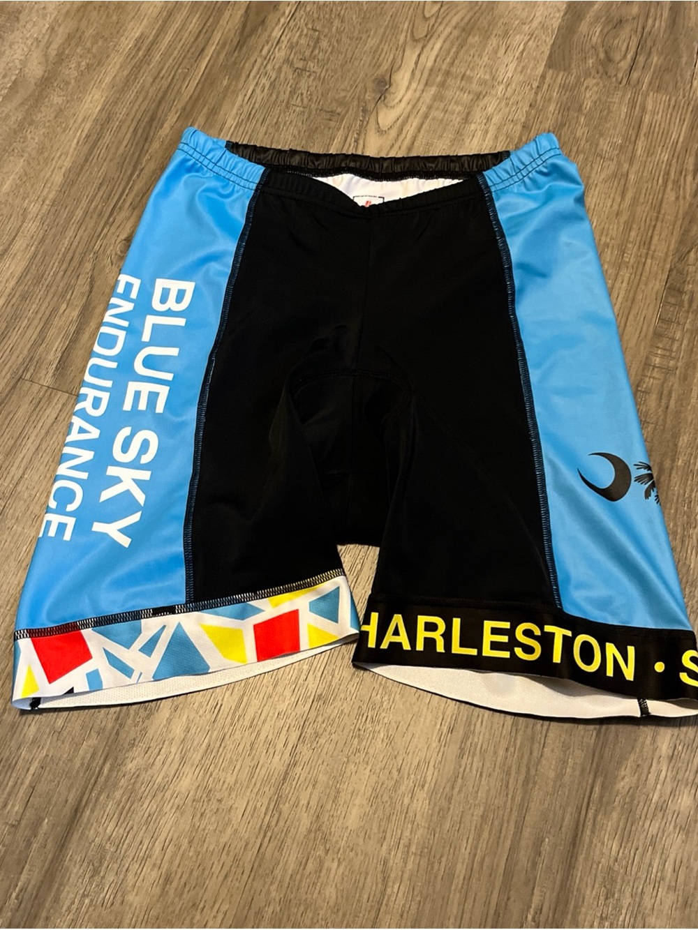 Blue & Black Cycling Shorts with 'Blue Sky Endurance' Panelsu XL